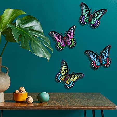 Home Decor Metallschmetterling mit GlassWall Artwork für Gartendekoration, Tierstatuen und Skulpturen für den Garten