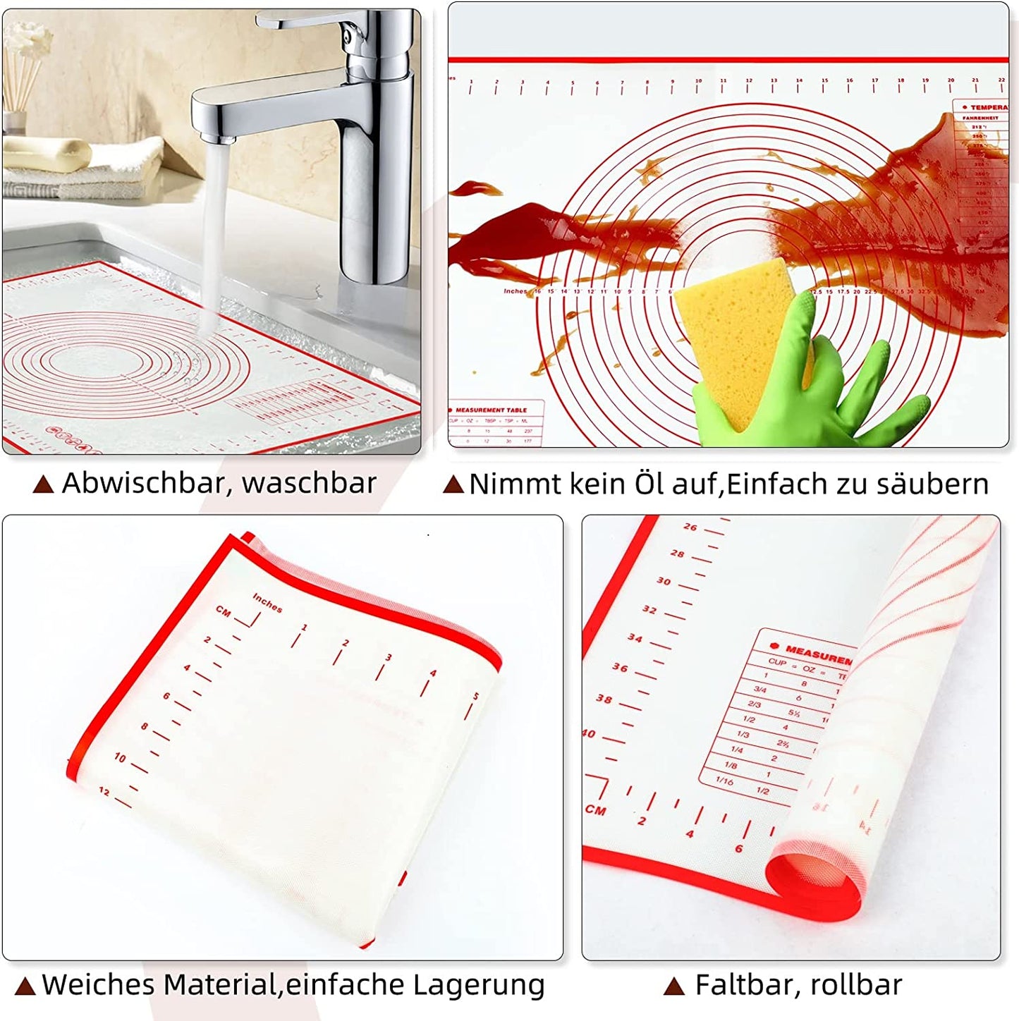 Antihaft-Silikon-Backmatte, Pizza-Teigmaschine, Kneten, Ausrollen, Teigunterlage, Backformen, Kneten