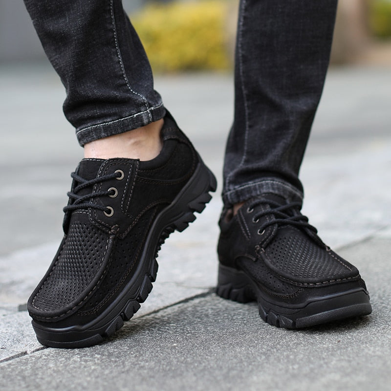 Herren Sommer Rindsleder Schuhe, Echtes Leder für Outdoor Größe 38-48