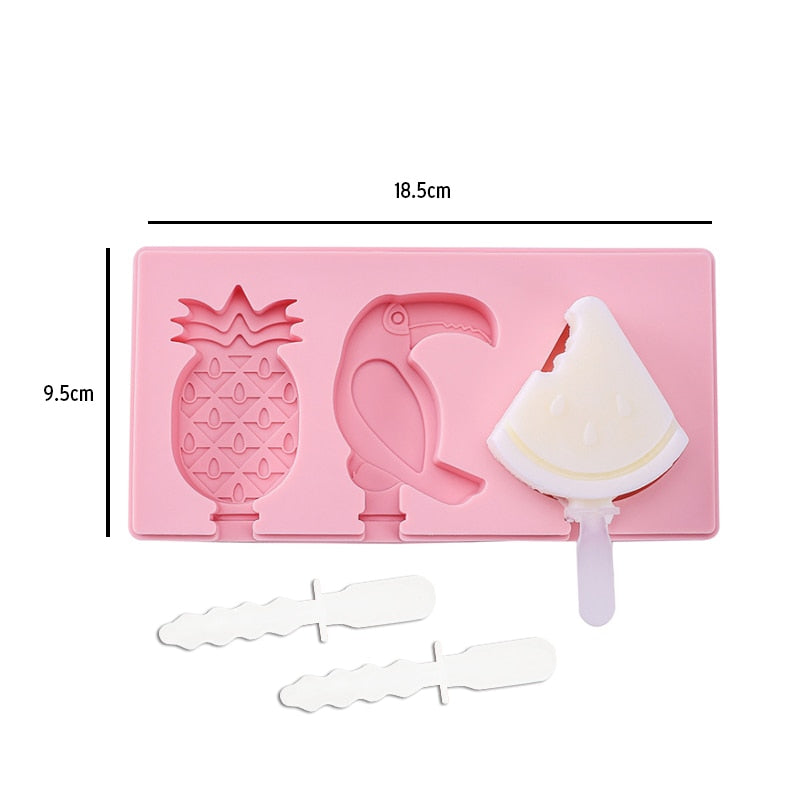 Silikon-Eisform mit Deckel Tierform, Dessert-Eisform mit wiederverwendbarem Eis am Stiel