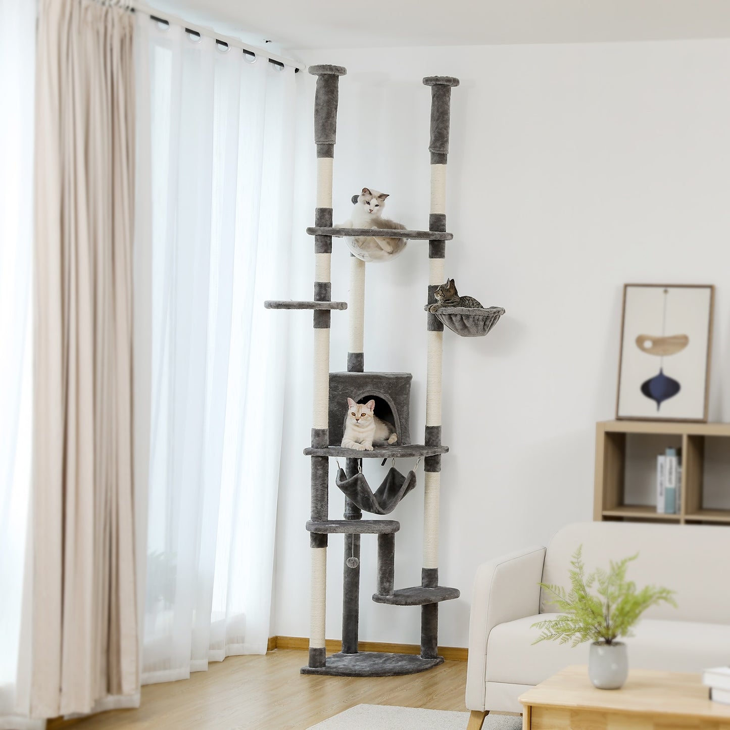 2022 Neues Design, Luxus-Klettergerüst für große Katzen, mehrschichtiger Kratzbaum mit widerstandsfähigem Sisal-Kratzbaum-Kätzchen-Spielplatz