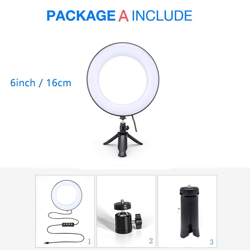Desktop-LED-Ringlicht, dimmbar, Telefon, Videoaufnahme, rundes Fülllicht für Youtube, Tik Tok, Videofotografie, Beleuchtung, Ringlicht
