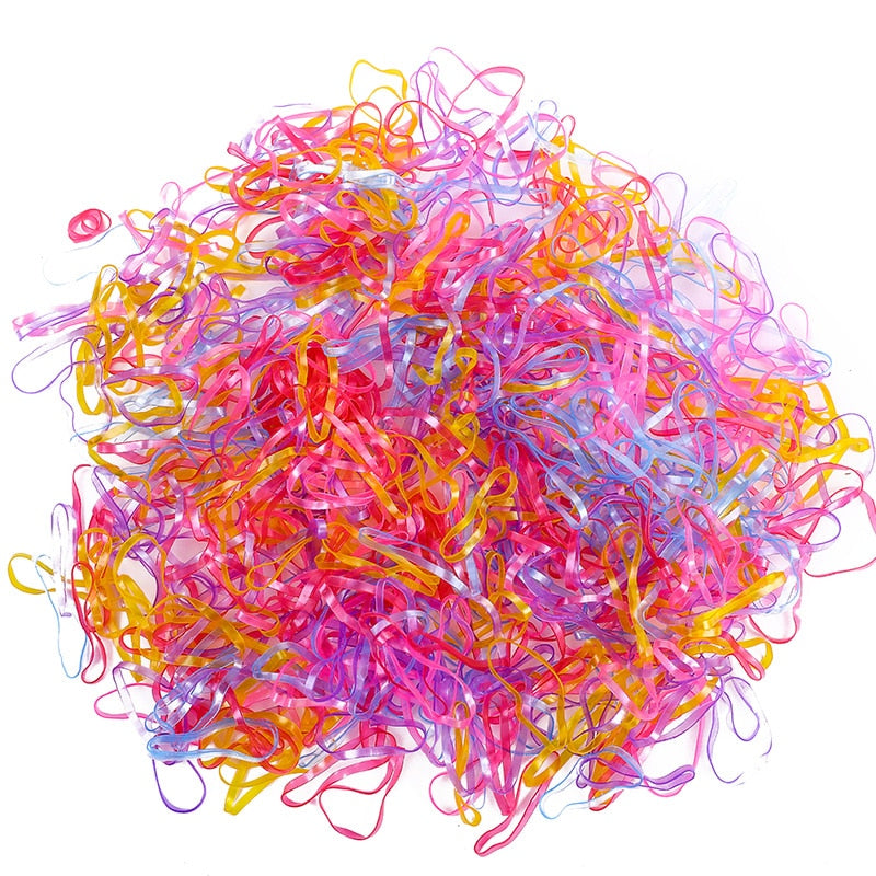 500Pcs/Pack bunte kleine Einweg-Haarbänder elastisches Gummiband Pferdeschwanzhalter, Haarschmuck für Mädchen