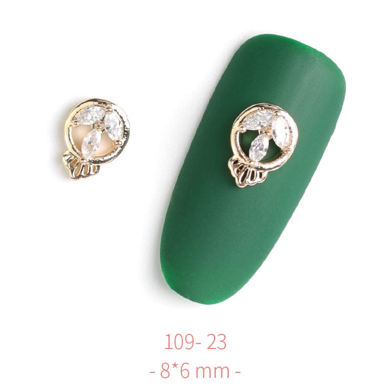 HNUIX 2Pieces 3D Metal Nail art Jewelry Japanese Nail Decorations Top Quality Crystal Manicure Zircon Diamond Charms Pendants