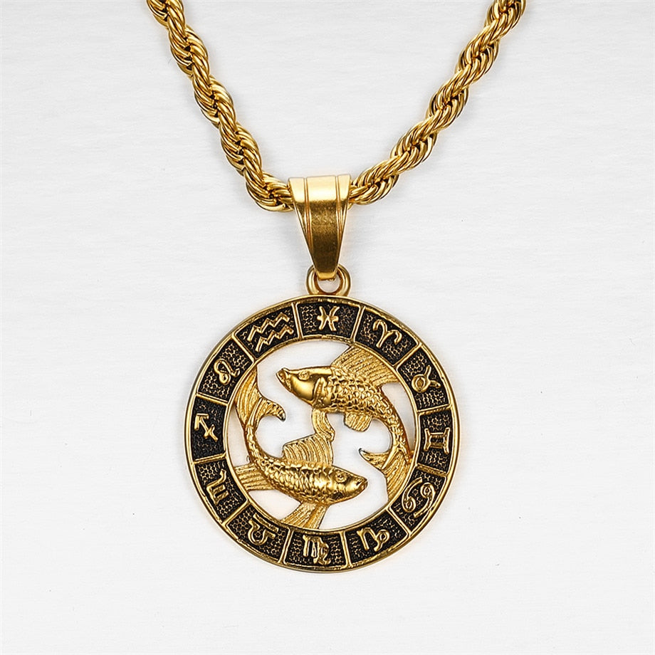 12 Sternzeichen Horoskop Anhänger Halsketten für Herren & Damen Gold Widder Leo 12 Konstellationen, Halskette Schmuck
