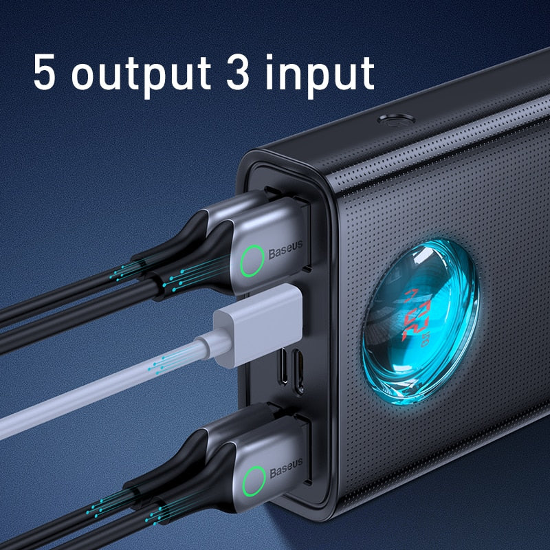Baseus 65W Power Bank 30000mAh PD Schnellladung, Tragbares externes Schnellladegerät für Tablet & Smartphone