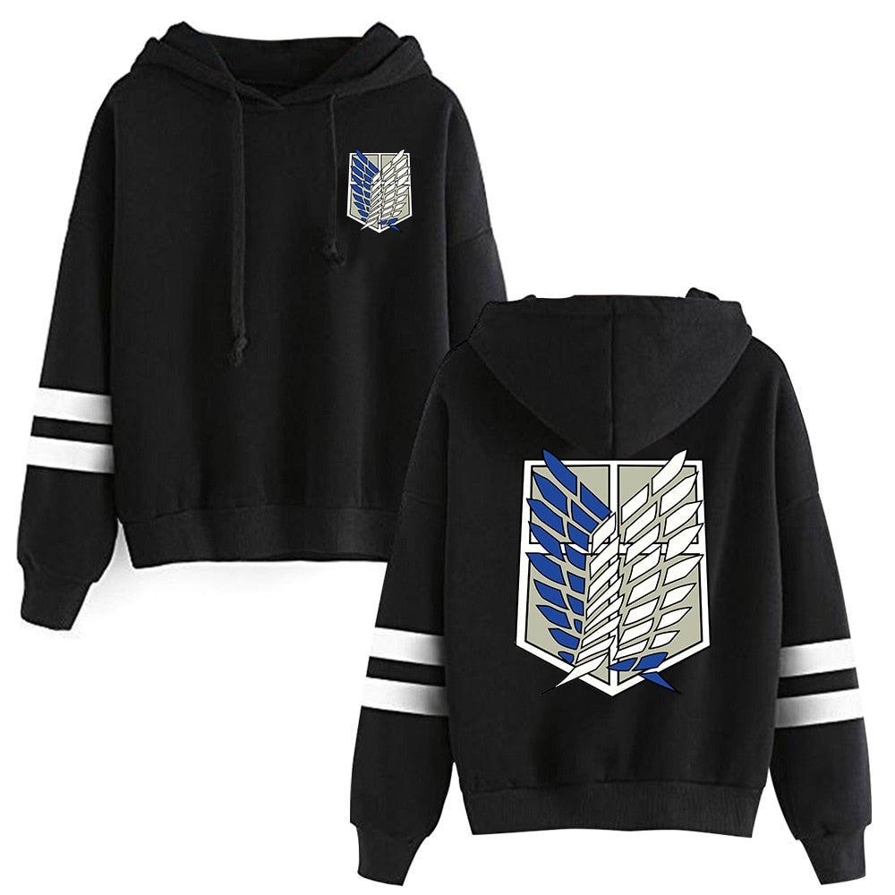 Attack on Titan Langärmliges gestreiftes Kapuzen-Sweatshirt Pullover