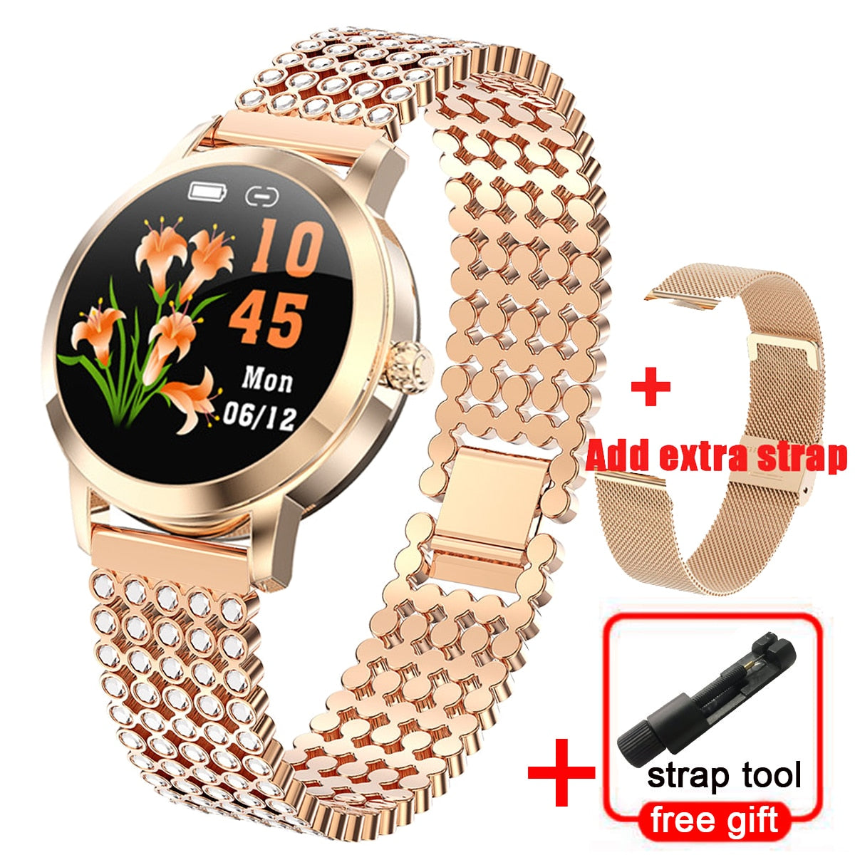 Fitness Smart Watch für Frauen, IP68 Wasserdichte Luxus Sportuhr, Verbindung mit Xiaomi Android IOS