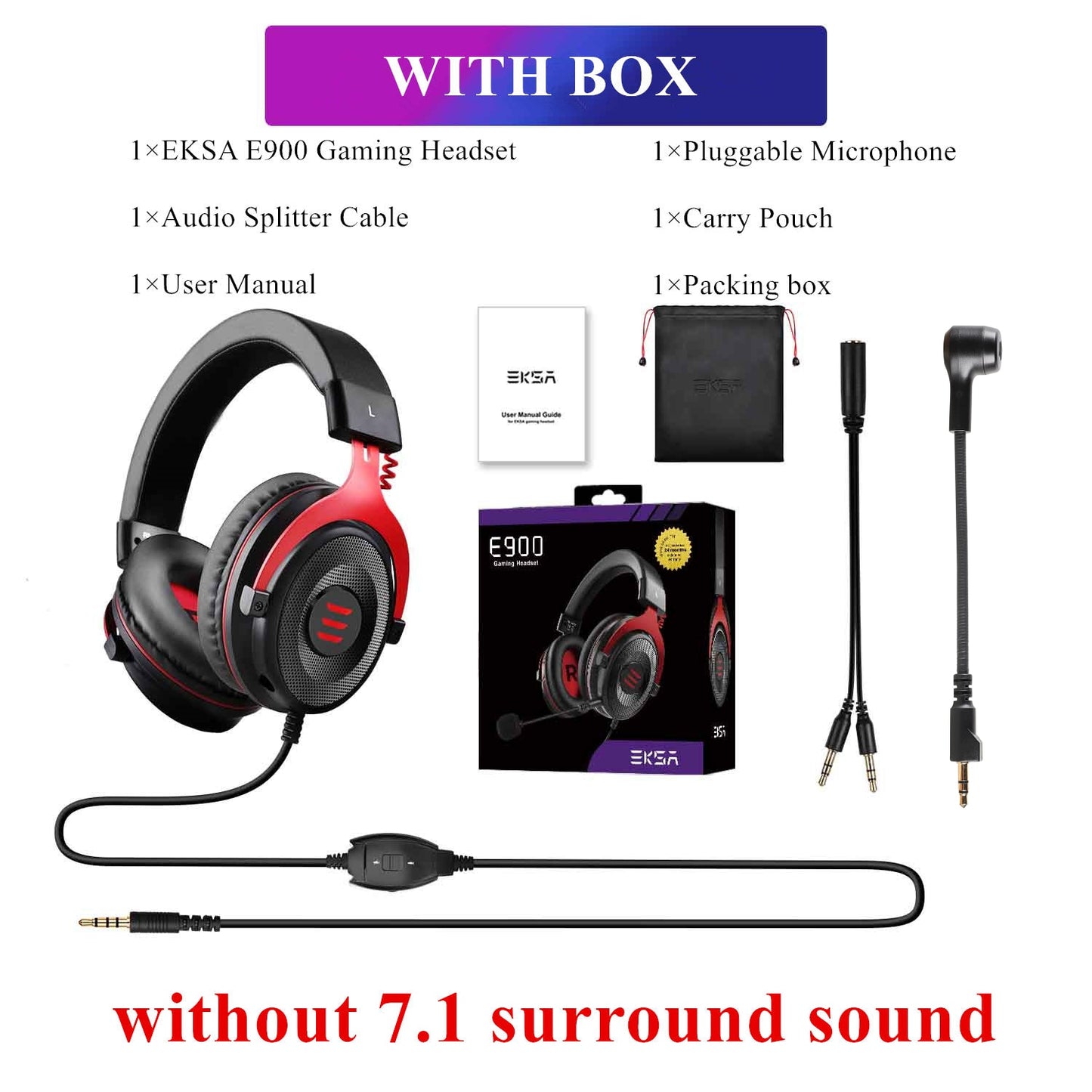EKSA E900 Pro / E900 Headset Gamer Wired PC USB 3.5mm XBOX/ PS4 Kopfhörer mit Mikrofon 7.1 Surround Sound für Computer und Laptop