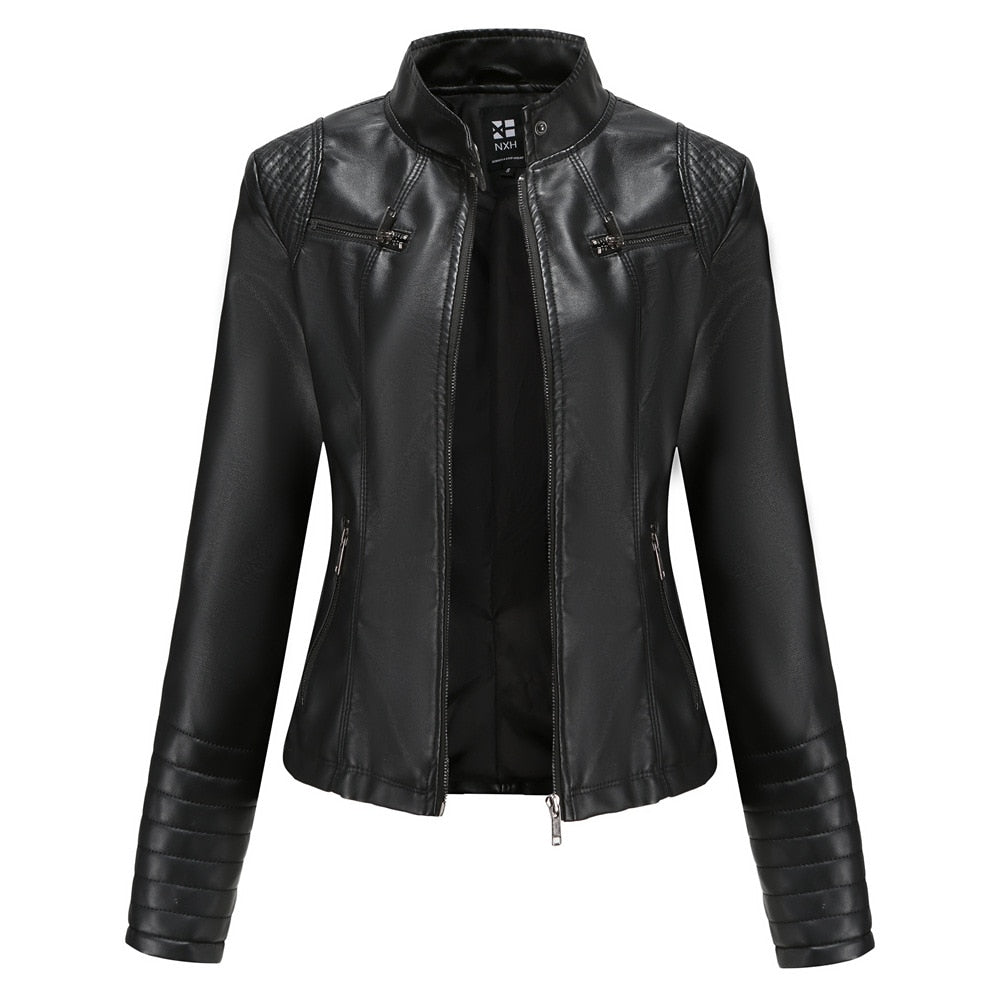 Damen langarm Lederjacke, Motorrad-jacke