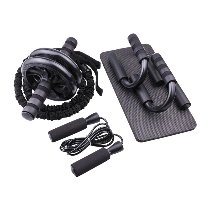 Bauchrad Ab Roller Set, Widerstandsbänder Push-Up-Ständer, Heimübung, Bodybuilding Muskeltraining