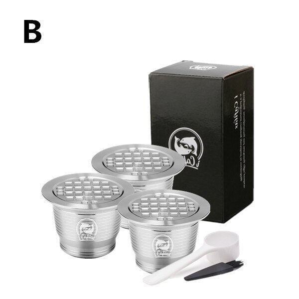Wiederverwendbare und nachfüllbarenesspresso, Kaffeekapseln für Nespresso-Maschine mit Tamper Edelstahlkapsel