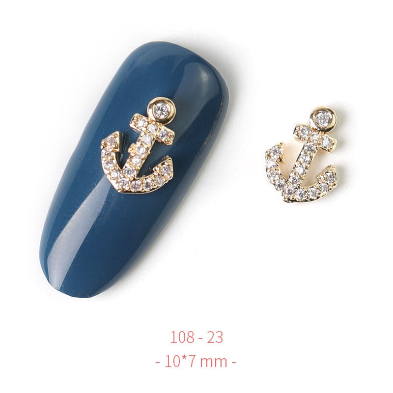HNUIX 2Pieces 3D Metal Nail art Jewelry Japanese Nail Decorations Top Quality Crystal Manicure Zircon Diamond Charms Pendants