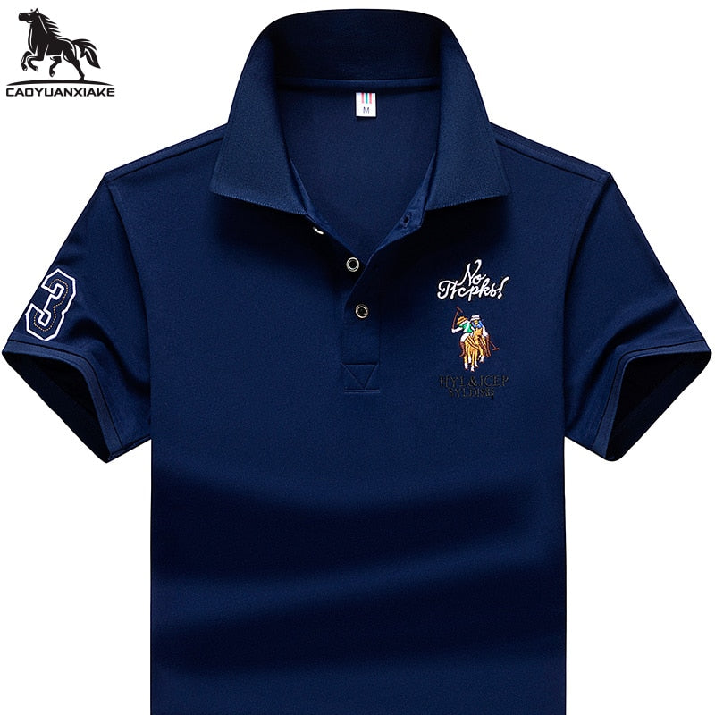 Gesticktes Herren-Business-Casual-Poloshirt M-4XL, Kurzarm-Poloshirt Kunstfaser