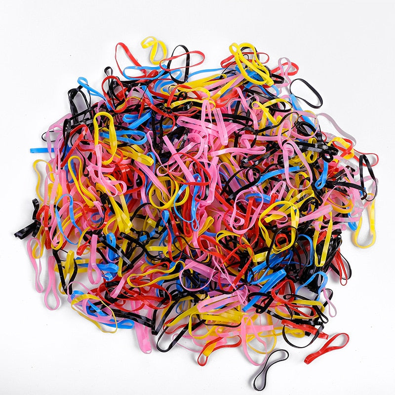 500Pcs/Pack bunte kleine Einweg-Haarbänder elastisches Gummiband Pferdeschwanzhalter, Haarschmuck für Mädchen