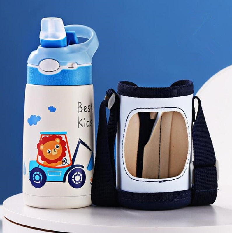 400ML Kinder Thermoskanne Wasserflasche Kinder Thermosbecher Baby Entenschnabel Strohhalm 316 Edelstahl Vakuumflaschen Tumbler Thermobecher