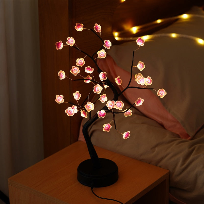 LED Kupferdraht Nachtlicht Baum, Lichterkette Heimtextilien Nachtlampe, USB batteriebetrieben für Schlafzimmer Nachttischlampe