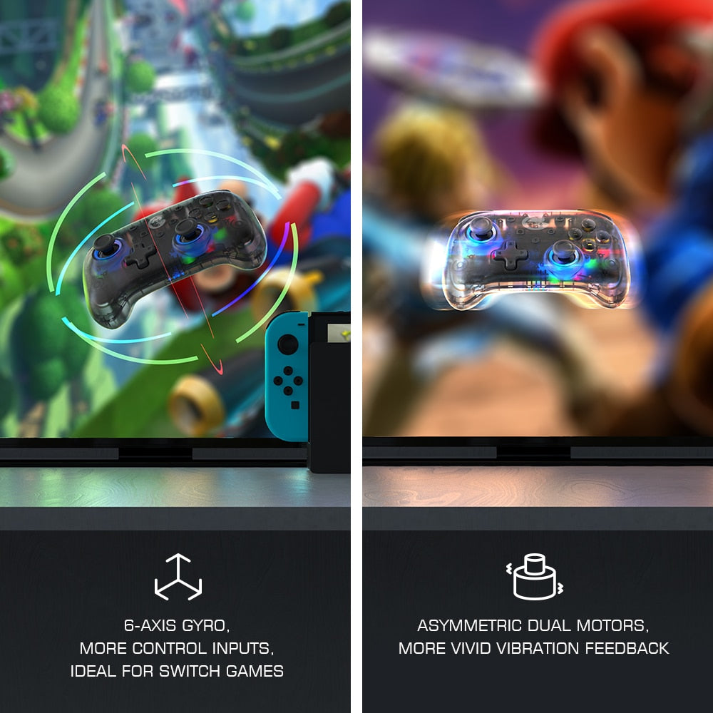 GameSir T4 Mini Bluetooth Controller Gamepad für Nintendo Switch, Apple Arcade und MFi Game Controller transluzent