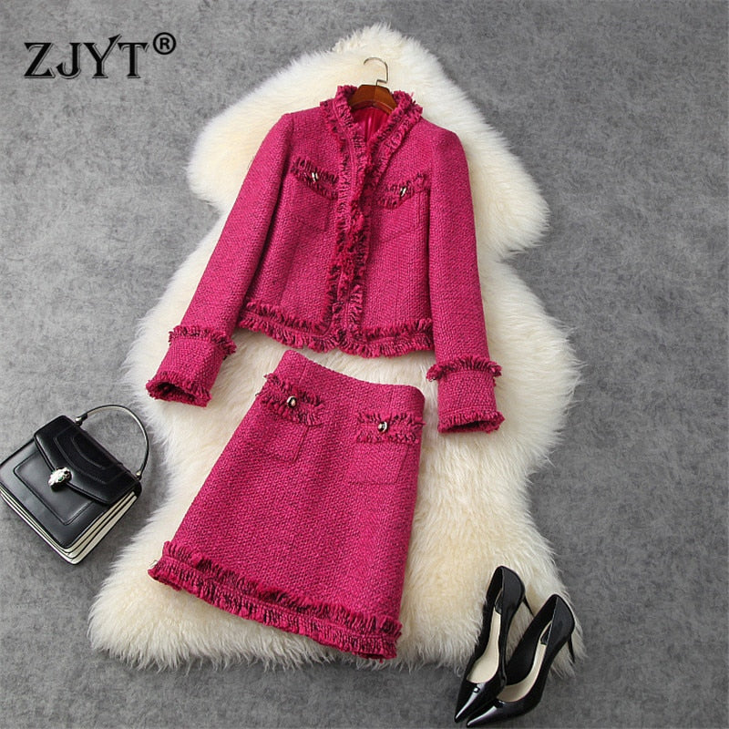 Elegante Damenkleid Anzug, Jacke und Rock, 2-Stück passende Sets für jeden Anlass