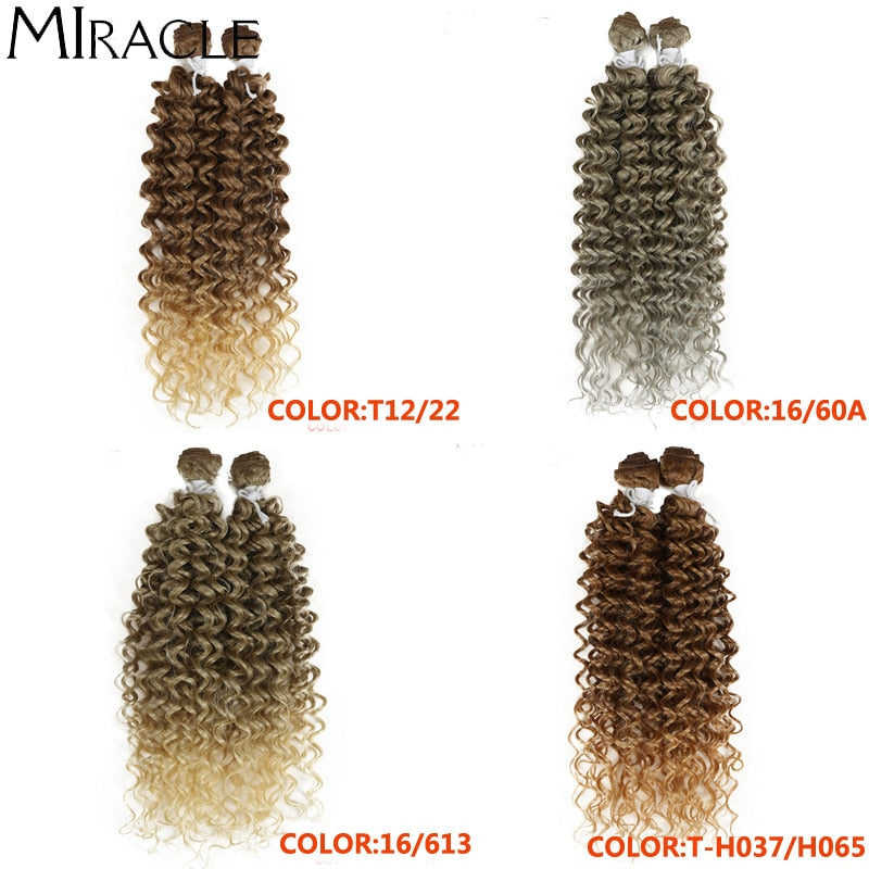 Afro Kinky Curly Hair Wave Synthetisches Haar Hitzebeständig Deep Wave Hair Bundles Extensions Braun 2Pcs / Lot 26Inch