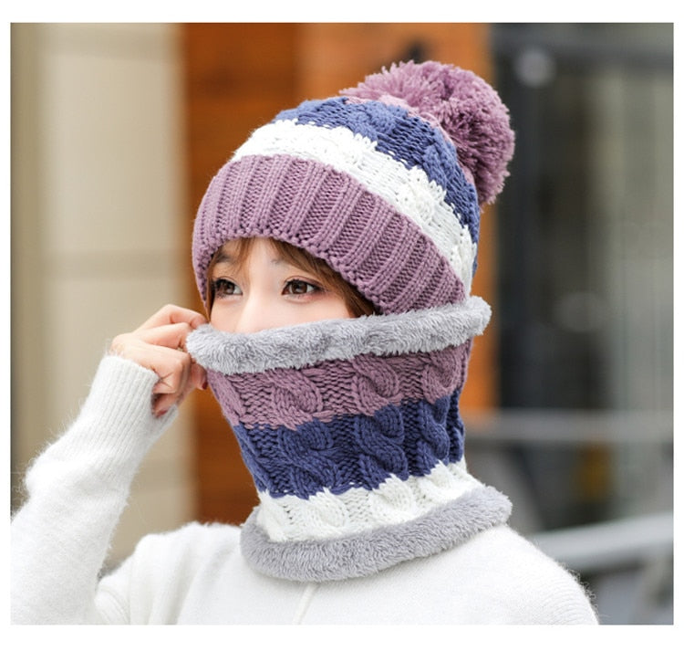 Neue Winter Damen Samt Wollmützen Twist, weibliche Reitstrickmützen Sets