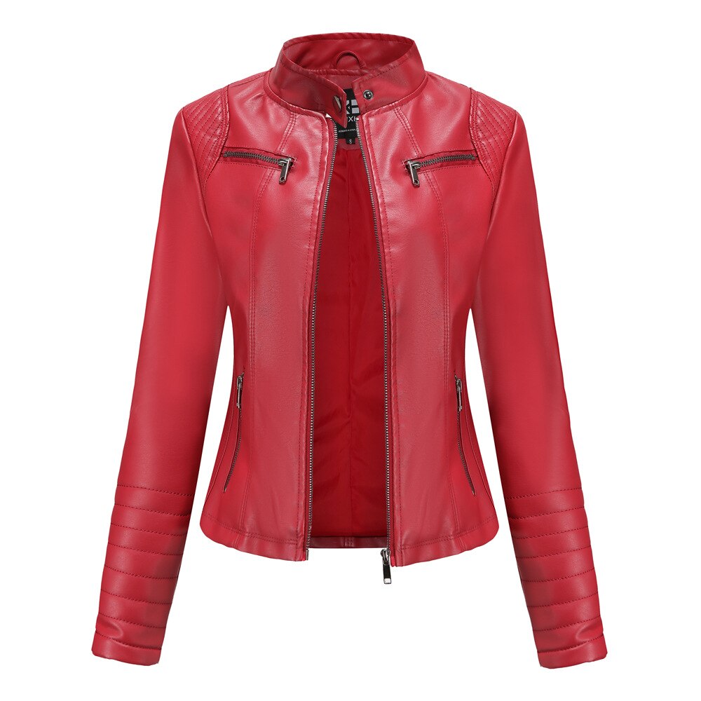 Damen langarm Lederjacke, Motorrad-jacke
