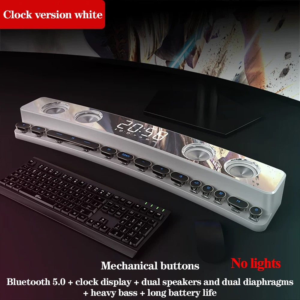 Tragbares Drahtloses Spiel Soundbar, USB 3D Stereo Subwoofer AUX FM Haus Digitaler mit Lautsprecher Tastatur Abkürzung für PC, Laptop,Tablets,Desktop,Handy