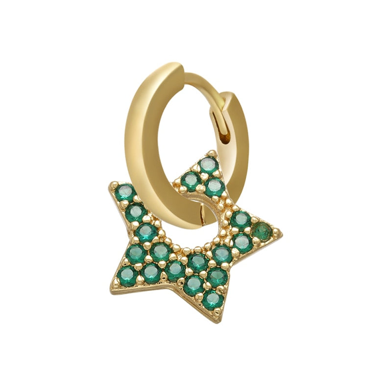 1 stück CZ kristall kleine creolen Exquisite Gold Farbe Stern-Herz, nette Damen Ohrringe für Geschenke
