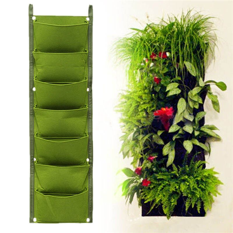 6/7/12 Taschen, Wandbehang, Pflanzgefäß, grün, Pflanzbeutel, Pflanzgefäß, vertikaler Garten, Gemüse, lebende Gartentasche, Sämling, wachsender Beutel, Topf