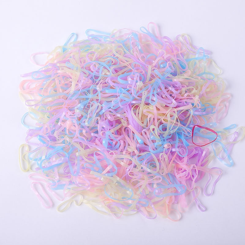 500Pcs/Pack bunte kleine Einweg-Haarbänder elastisches Gummiband Pferdeschwanzhalter, Haarschmuck für Mädchen
