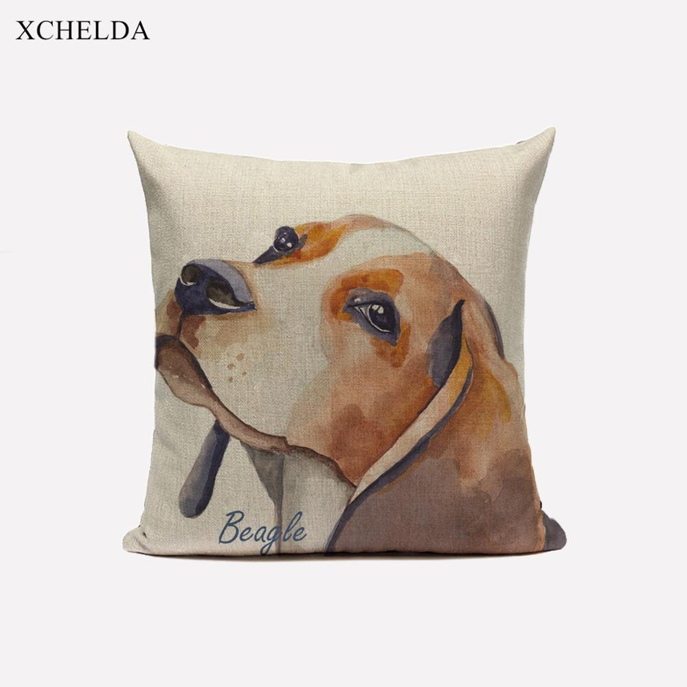 Hundekissenbezüge, Tierkissenbezüge Süßer Beagle Wasserfarbe 45 * 45, 40 * 40