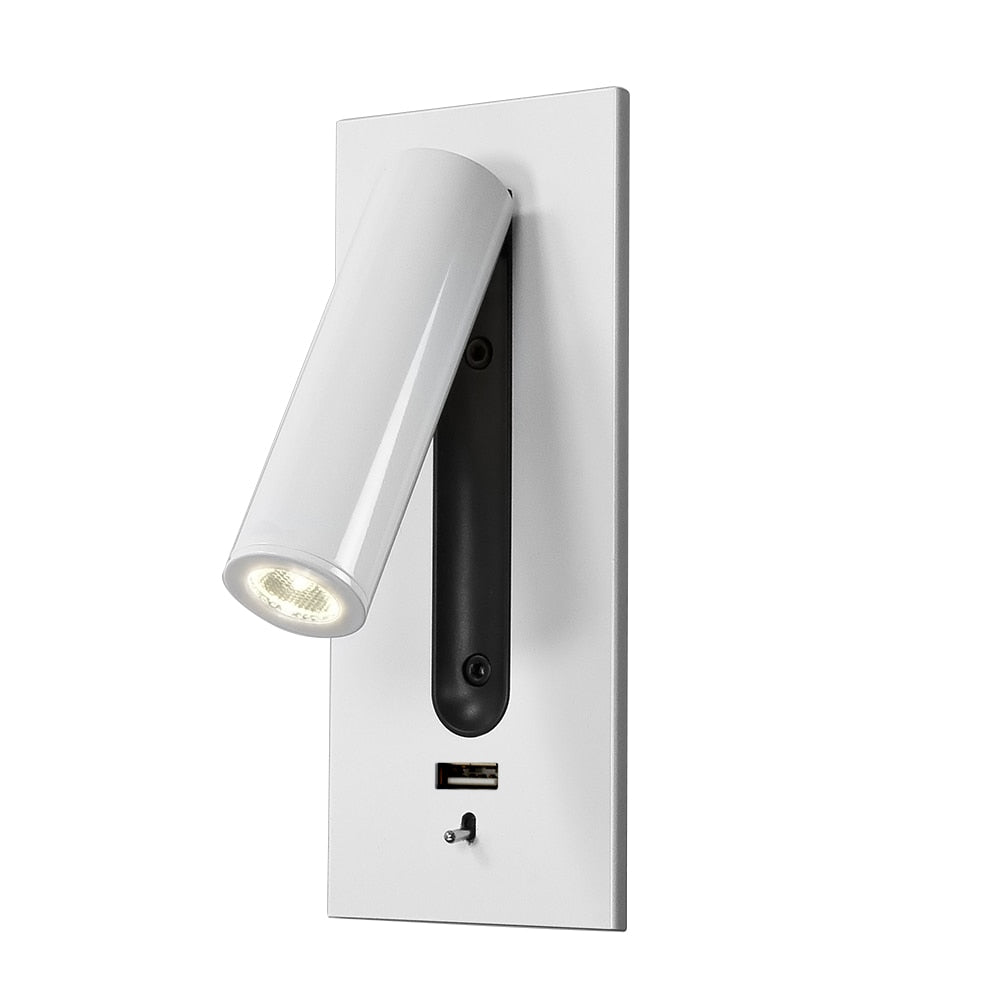 Moderne Bettlampe Innenwandlampe mit USB-Aufladung, Dekoration für Schlafzimmer, Lesebeleuchtung Hotelkopfteil 3W LED-Wandleuchte