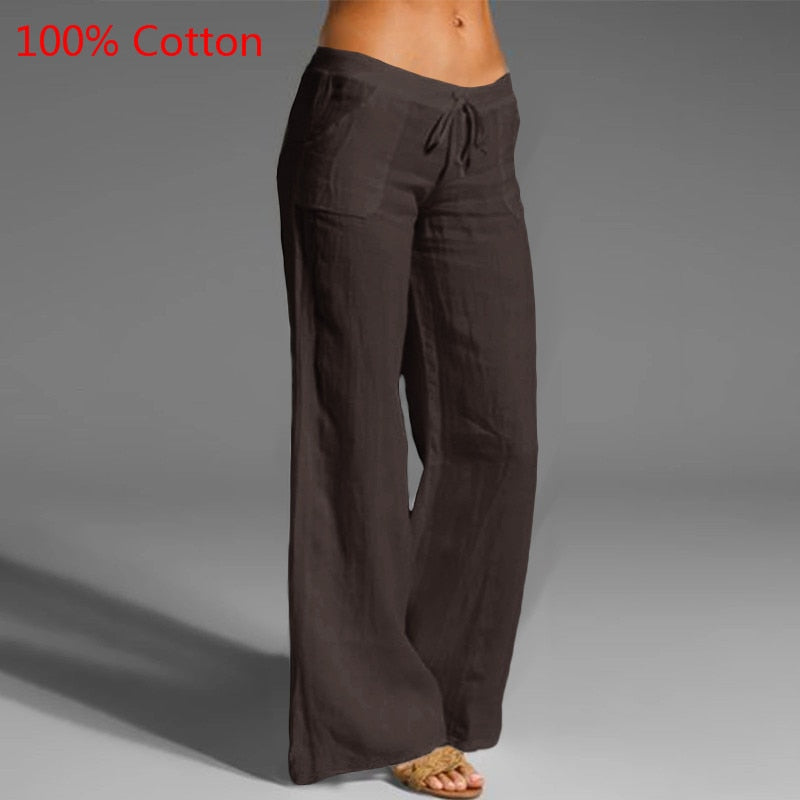 Celmia Vintage Damen Breite Bein Hose 2023, Sommer Palazzo Mode lange Hosen