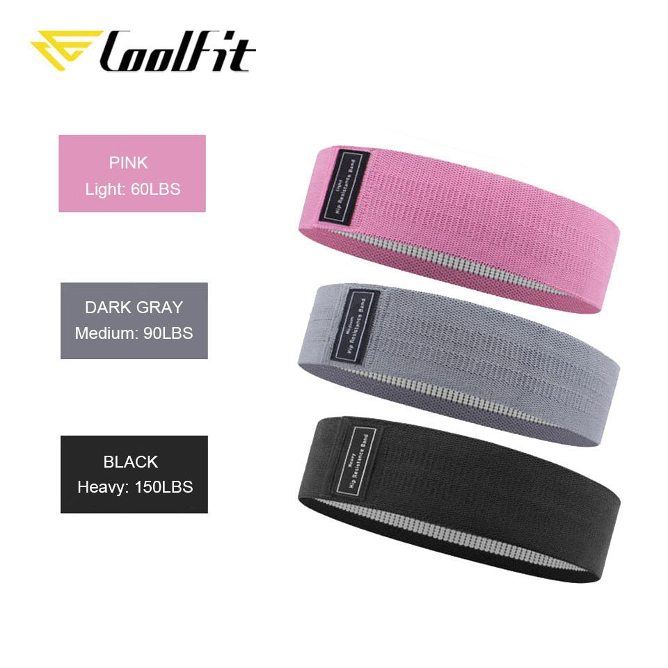 3 STÜCKE CoolFit Hüftband Yoga Widerstandsbänder, Fitnessbänder Set mit Anti Rutsch Rollen
