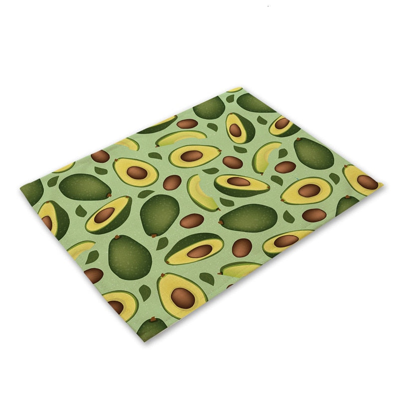 Tropische Avocadomuster Küchentischset aus Baumwolle