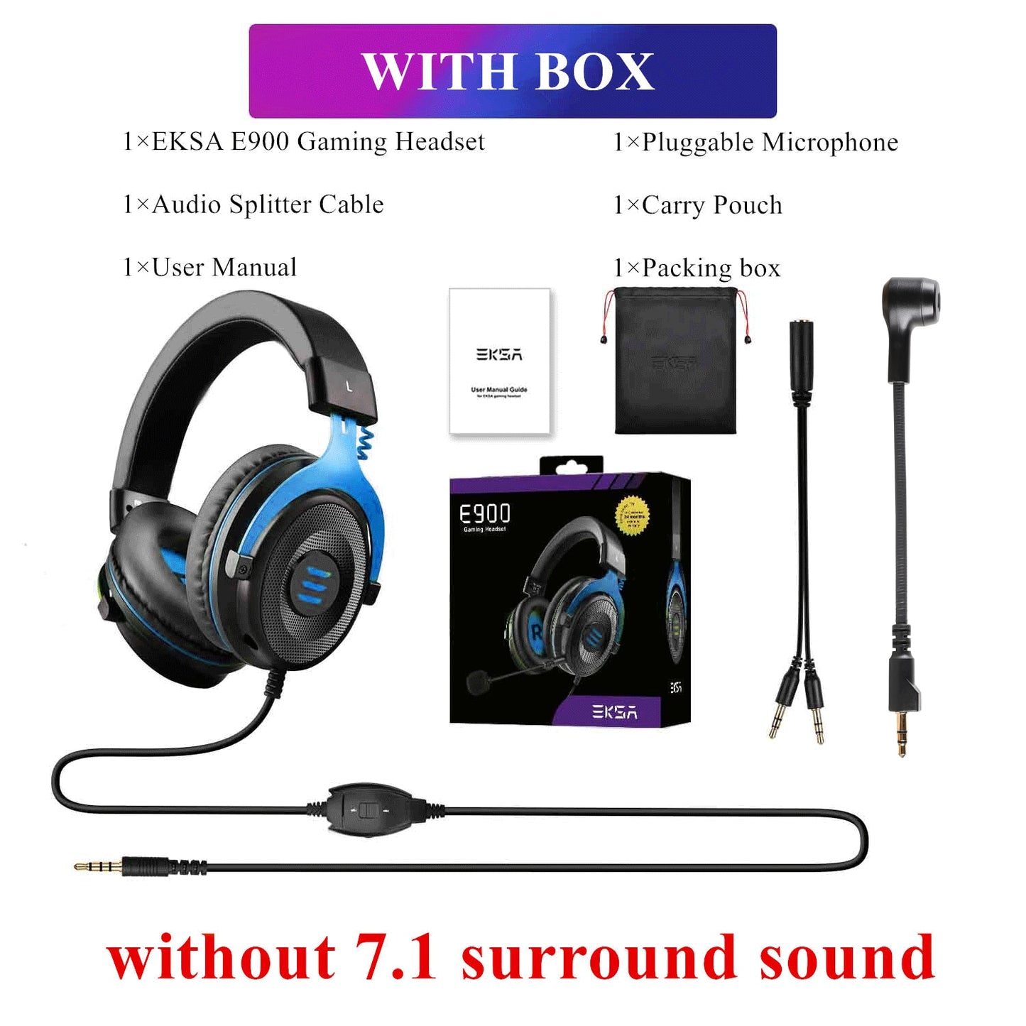 EKSA E900 Pro / E900 Headset Gamer Wired PC USB 3.5mm XBOX/ PS4 Kopfhörer mit Mikrofon 7.1 Surround Sound für Computer und Laptop