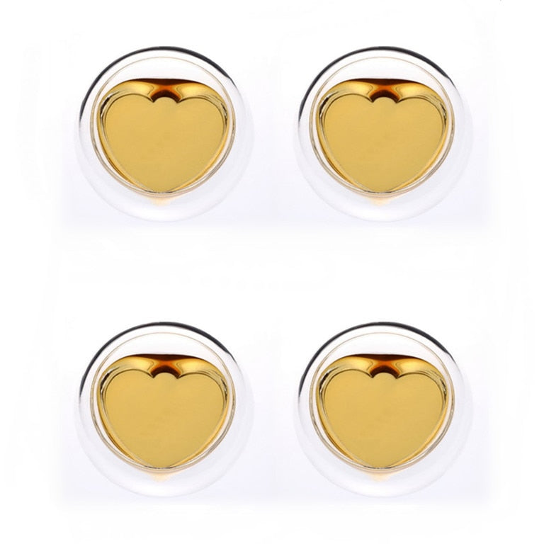Kreatives herzförmiges doppelwandiges Glas, transparenter hitzebeständiger Handgriff