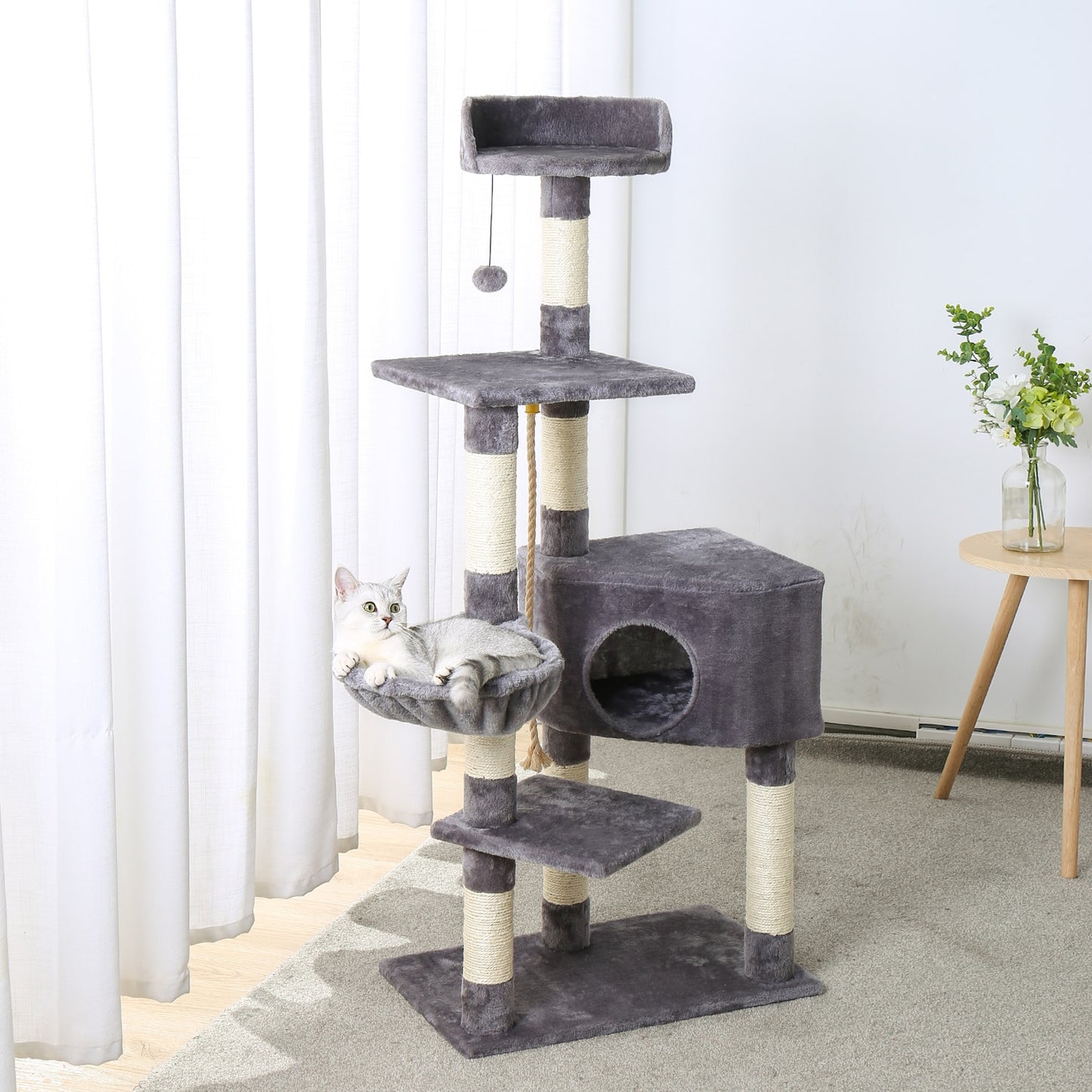 2022 Neues Design, Luxus-Klettergerüst für große Katzen, mehrschichtiger Kratzbaum mit widerstandsfähigem Sisal-Kratzbaum-Kätzchen-Spielplatz