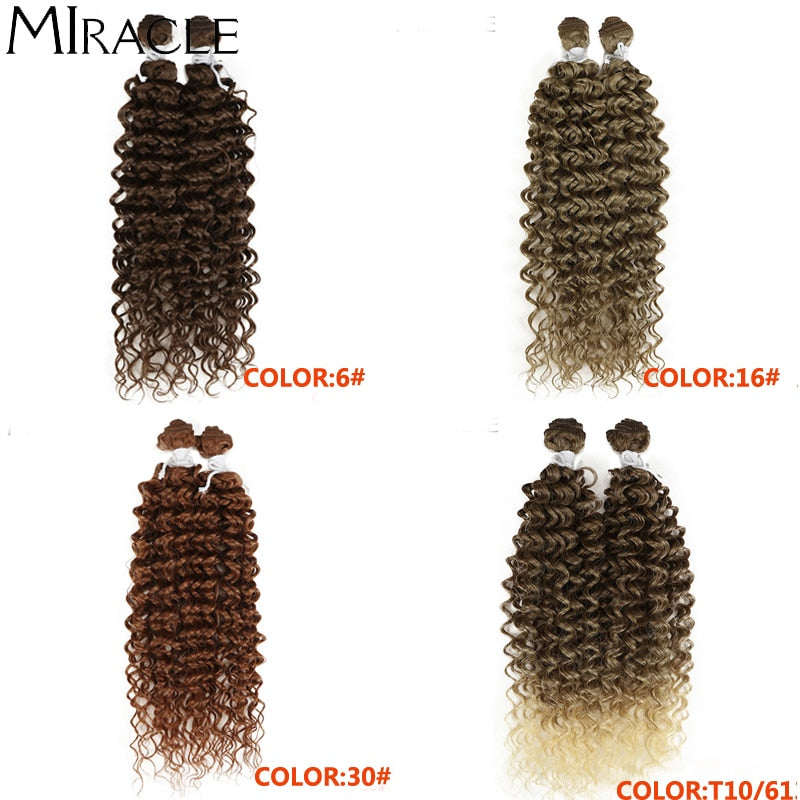 Afro Kinky Curly Hair Wave Synthetisches Haar Hitzebeständig Deep Wave Hair Bundles Extensions Braun 2Pcs / Lot 26Inch