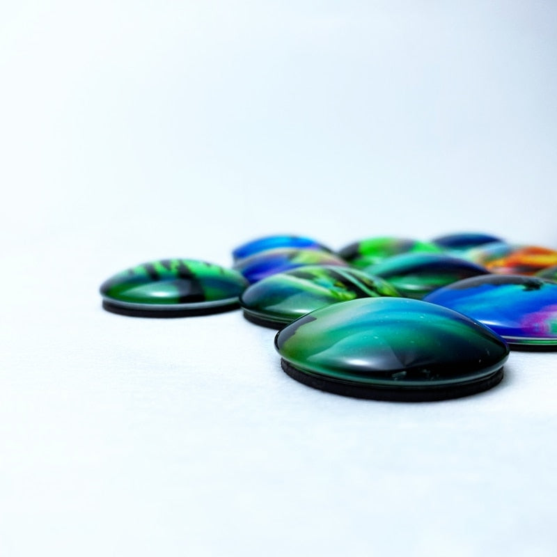 Aurora Luminous Kühlschrank-Aufkleber, magnetisch, im Dunkeln leuchten, neue 30 mm Glascabochon-Kühlschrankmagnete, niedliche Heimdekoration