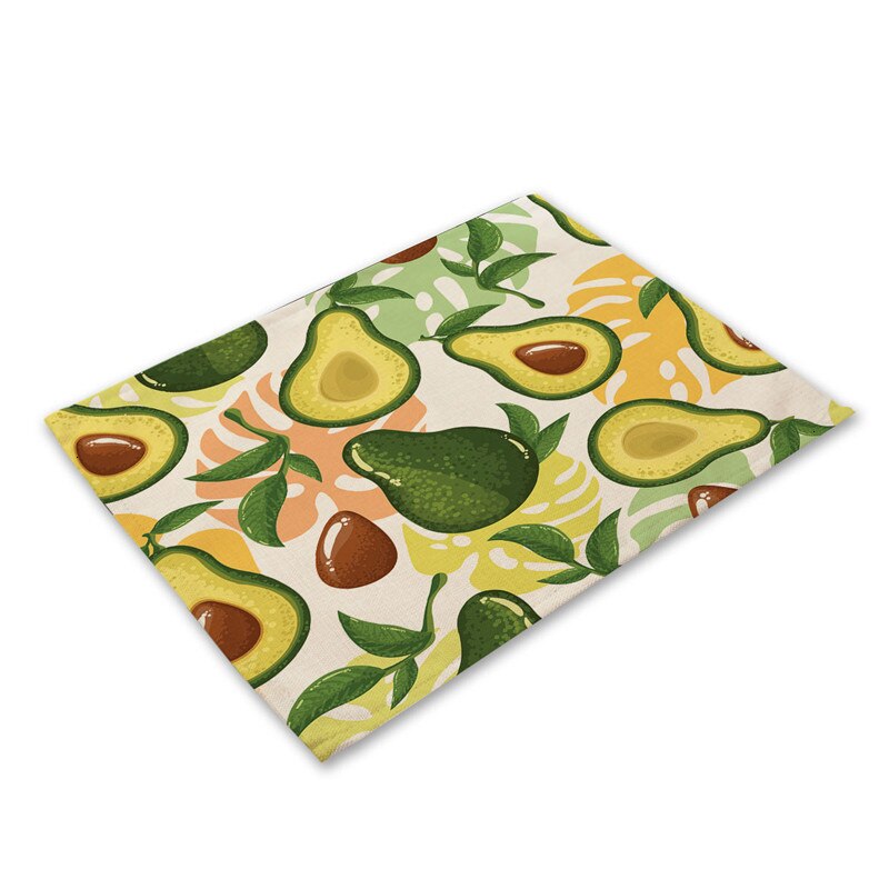 Tropische Avocadomuster Küchentischset aus Baumwolle