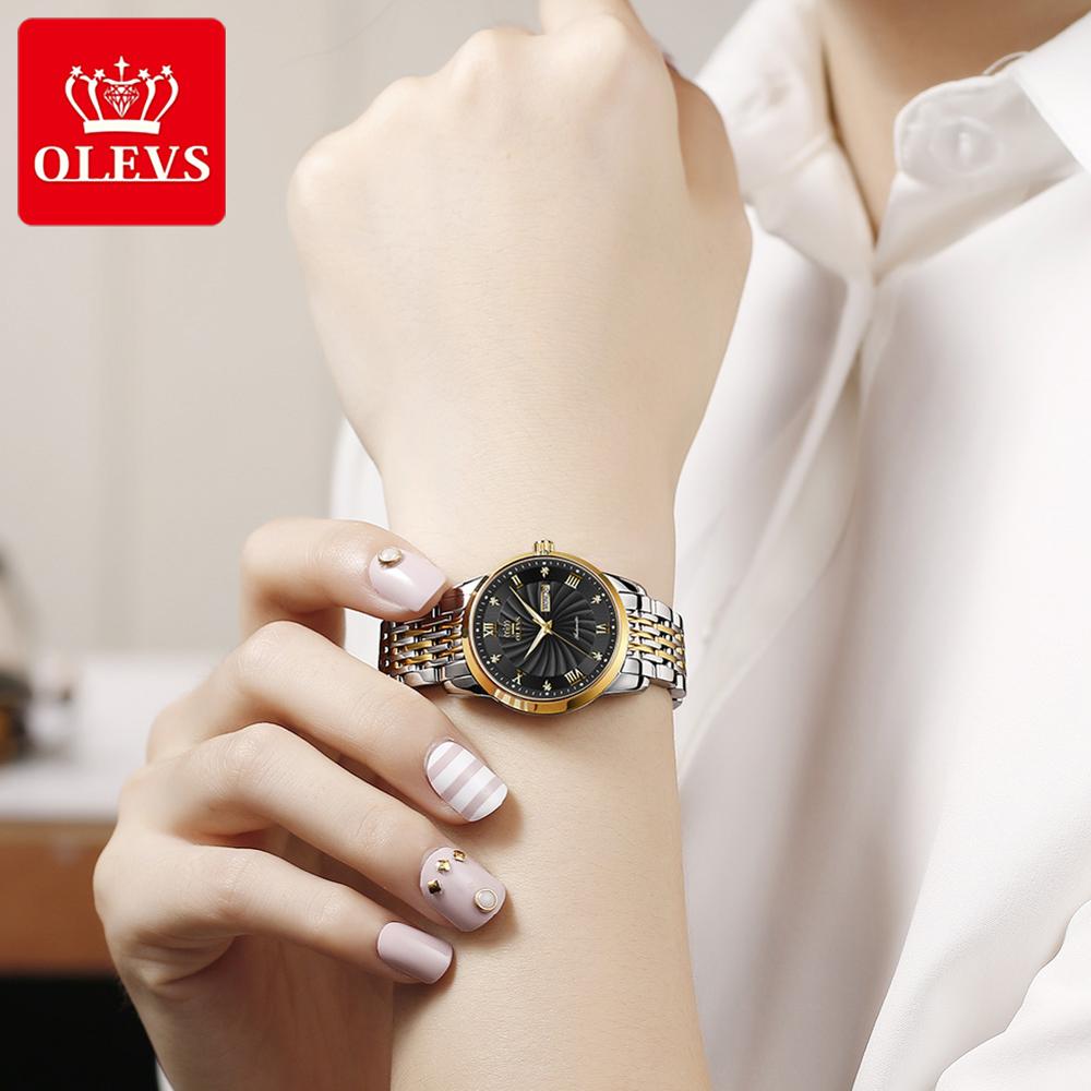 OLEVS Luxus Marke Ladides Automatische Mechanische Armbanduhr Wasserdicht, Edelstahl Einfache Uhr für Frauen