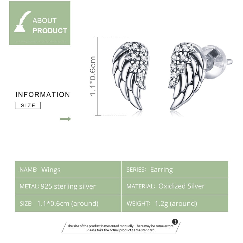 100% echtes 925 Sterling Silber Schillernde Vintage, Flügel Ohrstecker für Frauen Ohrstecker Schmuck Edlen Schmuck SCE882