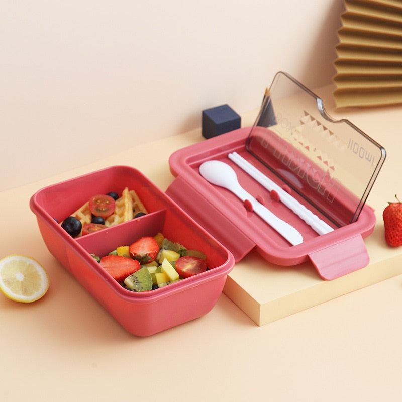 850 ml/1100 ml tragbare Lunchbox Lebensmittelbehälter Mikrowelle geeignet, Bento-Boxen Lunchbox mit Besteck-Sets