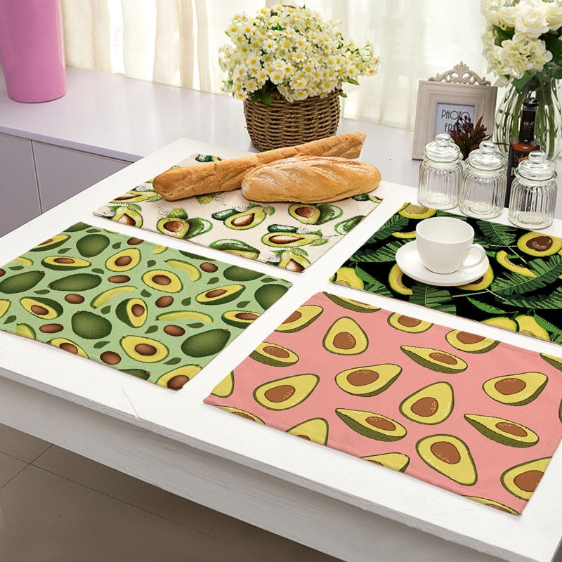 Tropische Avocadomuster Küchentischset aus Baumwolle
