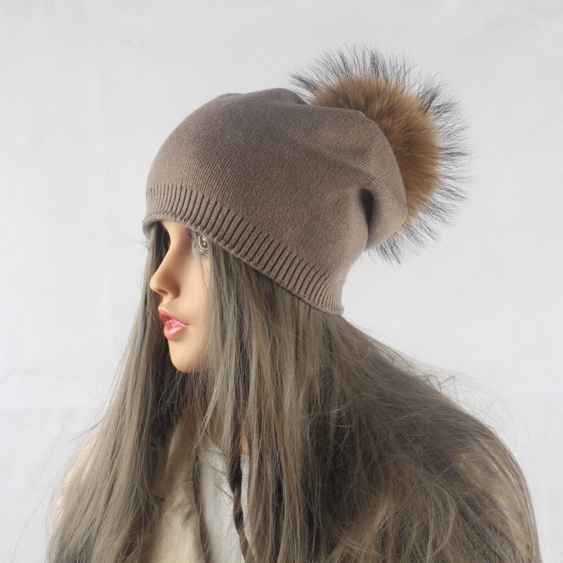 Frauen Wolle gestrickte Skullies Mützen, Lässige weibliche Kaschmirmütze