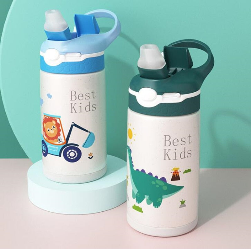 400ML Kinder Thermoskanne Wasserflasche Kinder Thermosbecher Baby Entenschnabel Strohhalm 316 Edelstahl Vakuumflaschen Tumbler Thermobecher