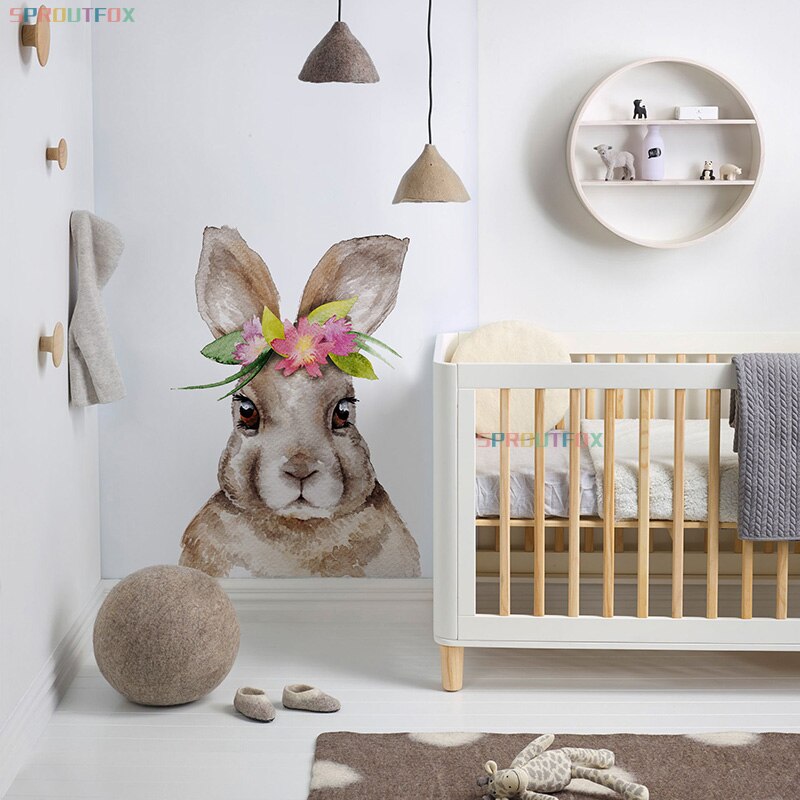 30*40cm Wandaufkleber Home Decor Wohnzimmer Zwei niedliche Kaninchen Abnehmbare Home Wohnzimmer Dekoration Wandbild Hase Aufkleber