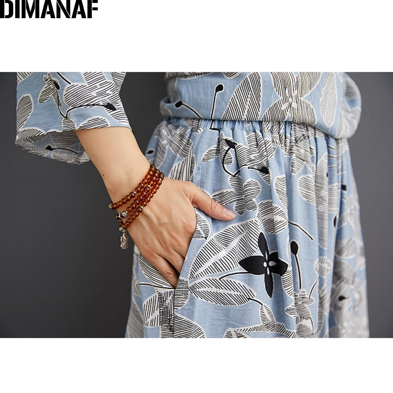 DIMANAF Plus Größe Zwei Stück Set Anzug, elegante weiblichen Tops Hemd Leinen lose Hosen für den Sommer
