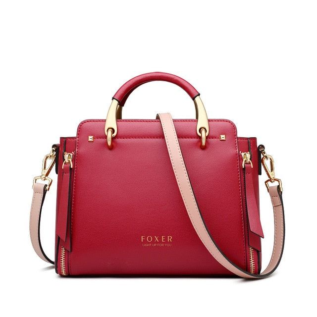 Foxer Lederhandtaschen für Frauen, Echtes Leder Damen Top-Griff Taschen mit Verstellbarem Schultergurt
